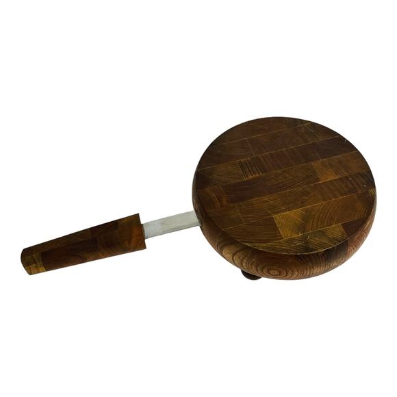 VTG Mid-Century Modern Dansk WOOD CHEESE BOARD & Integrated Spreader Handle 60s - Picture 4 of 11